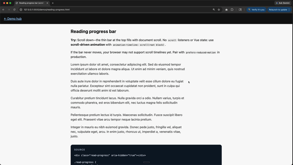 Reading progress demo