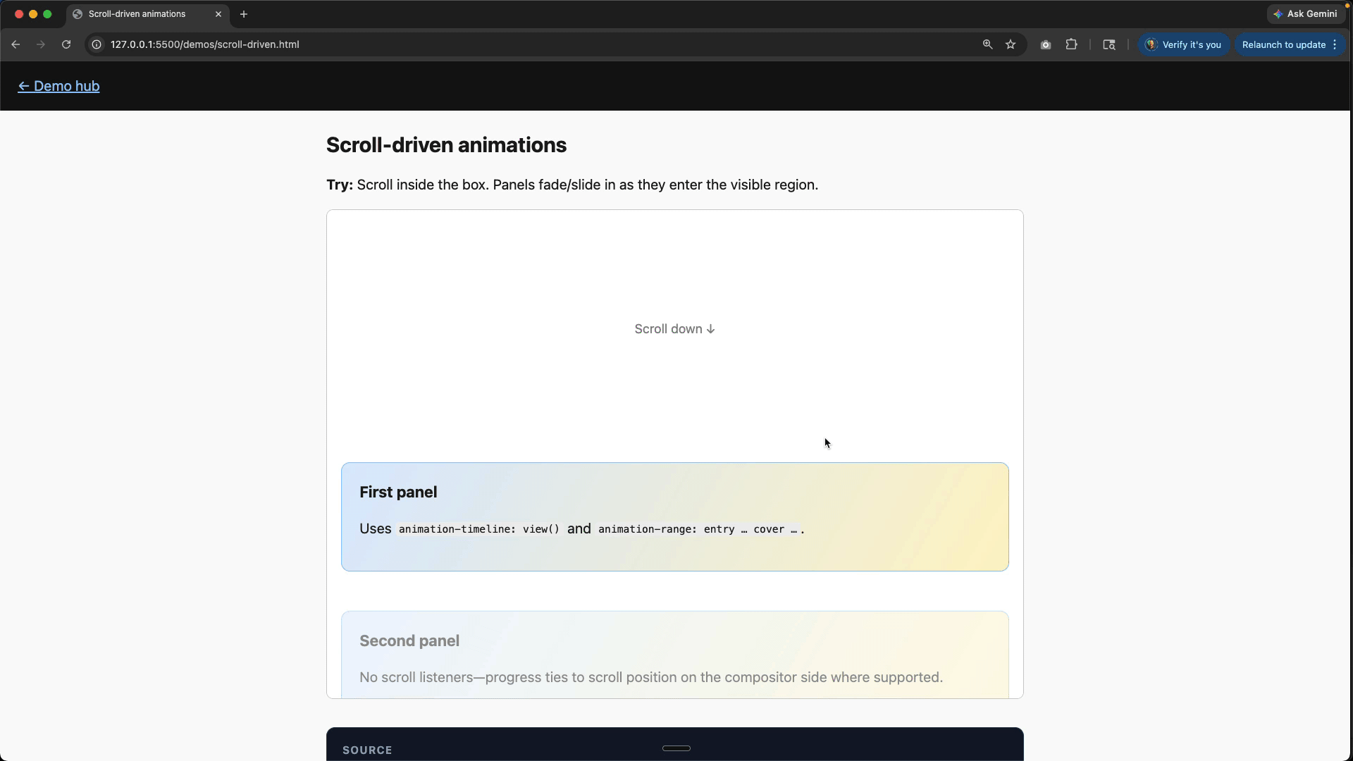 Scroll-driven animation demo