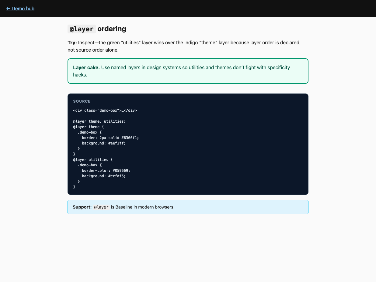 <code>@layer</code> demo