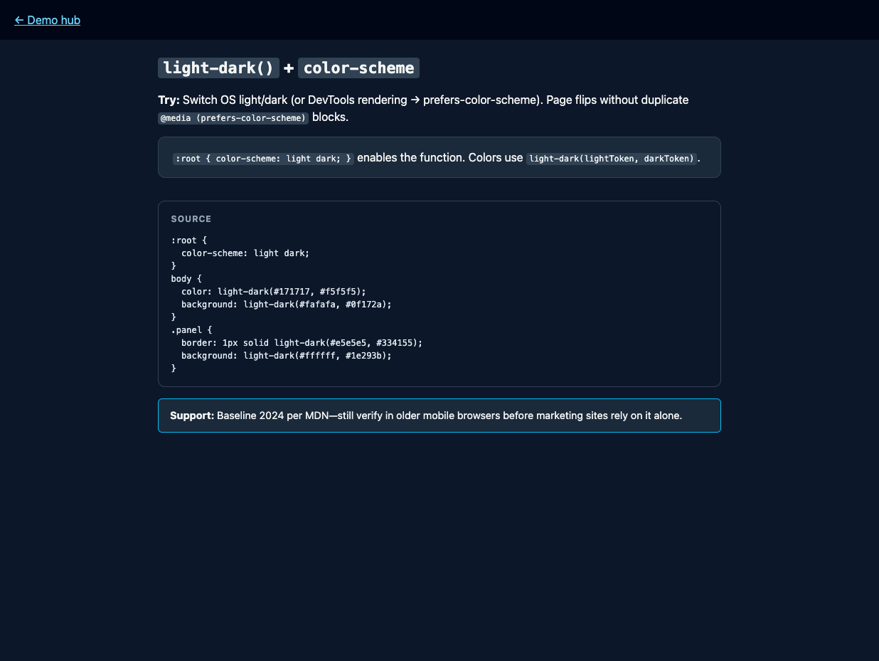 <code>light-dark()</code> demo